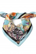 Pastel Barok Çiçekler Desen Fular Bandana 50x50 Cm