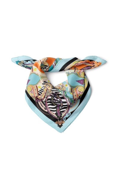 Pastel Barok Çiçekler Desen Fular Bandana 50x50 Cm
