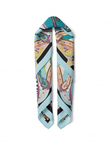 Pastel Barok Çiçekler Desen Fular Bandana 50x50 Cm