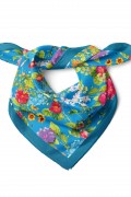Mavi Bahar Bahçesi Desen Fular Bandana 50x50 Cm