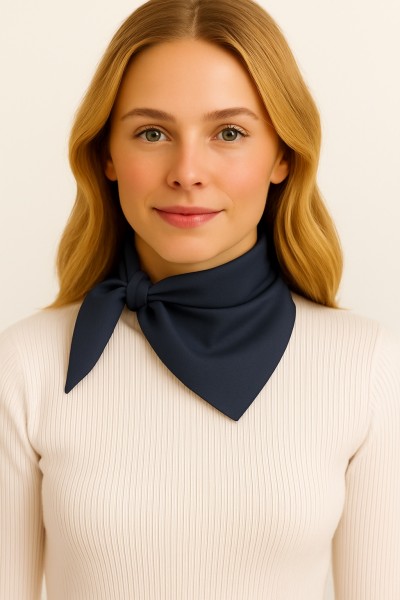 Lacivert Esnek Fular Bandana 50x50 Cm