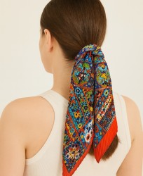 Çiçek Bahçesi Desen Piliseli Fular Bandana