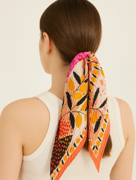 Kalp & Yaprak Desen Piliseli Fular Bandana