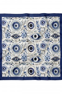 Nazar Boncuğu Desen Fular Bandana 70x70 Cm
