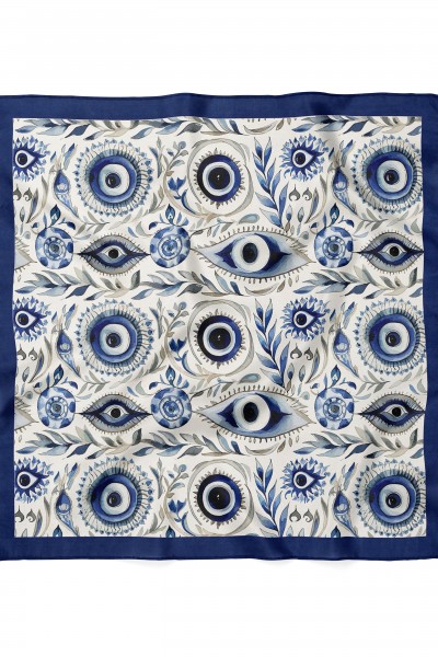 Nazar Boncuğu Desen Fular Bandana 70x70 Cm