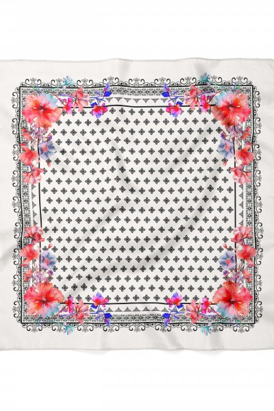 Çiçek Fular Bandana 70 x 70 Cm