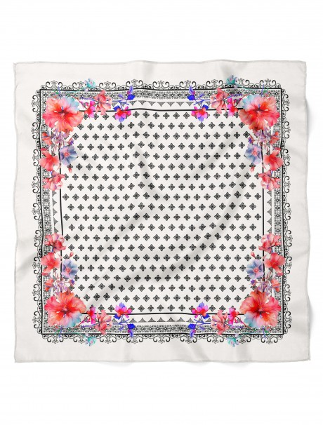 Çiçek Fular Bandana 70 x 70 Cm