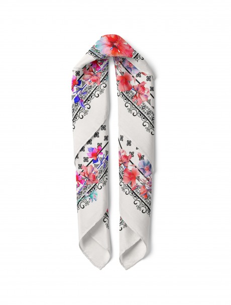 Çiçek Fular Bandana 70 x 70 Cm