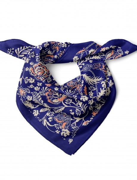 Çiçek Desen Fular Bandana 70x70 Cm