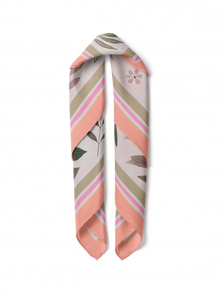 Yaprak Desen Fular Bandana 70x70 Cm
