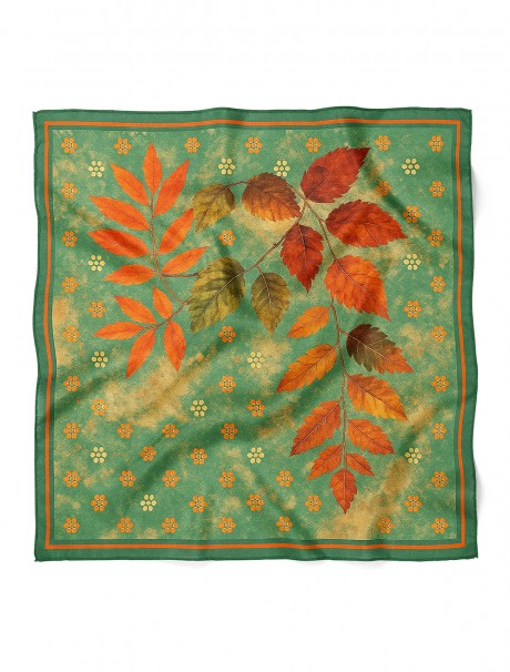 Sonbahar Yaprak Desen Fular Bandana 70x70 Cm