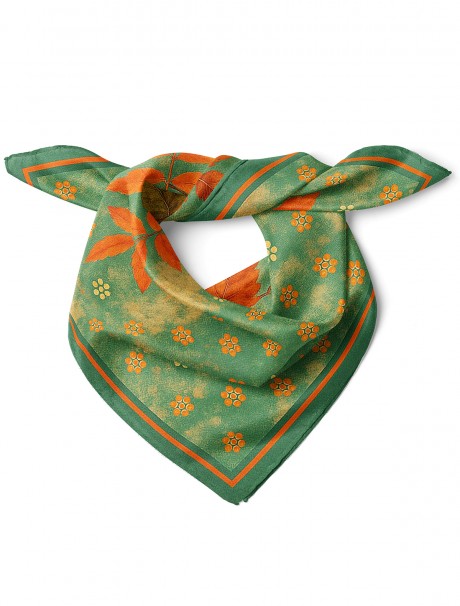 Sonbahar Yaprak Desen Fular Bandana 70x70 Cm