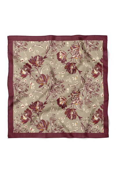 Vintage Çiçek Desen Fular Bandana 70x70 Cm