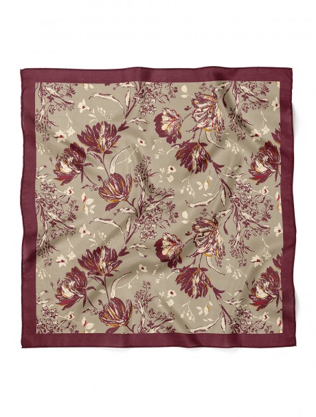 Vintage Çiçek Desen Fular Bandana 70x70 Cm