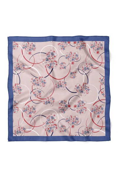 Geometrik Çiçek Desen Fular Bandana 70x70 Cm