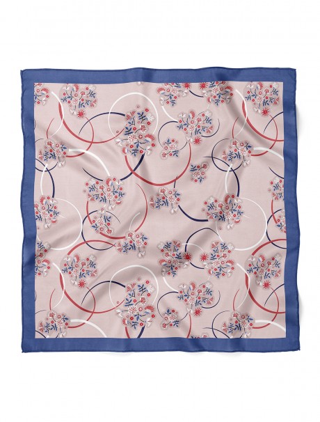 Geometrik Çiçek Desen Fular Bandana 70x70 Cm