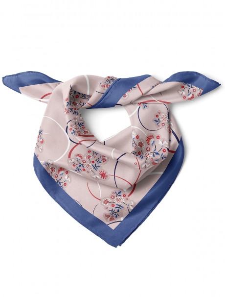 Geometrik Çiçek Desen Fular Bandana 70x70 Cm