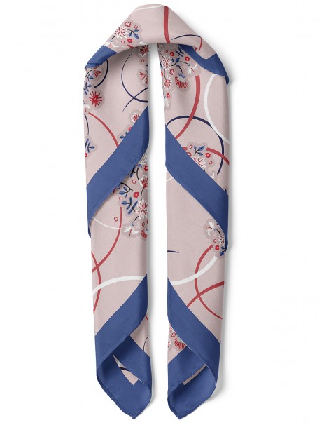 Geometrik Çiçek Desen Fular Bandana 70x70 Cm