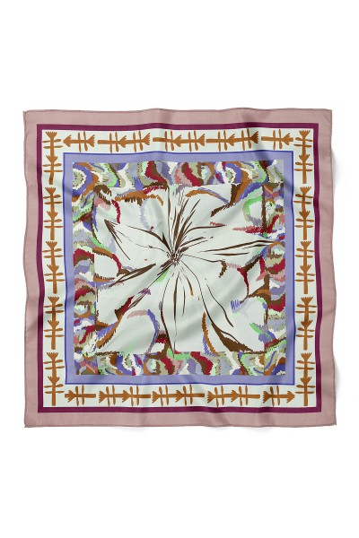 Soyut Çiçek ve Etnik Desen Fular Bandana 70x70 Cm