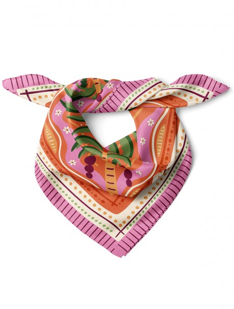 Tropikal Palmiye Desen Fular Bandana 70x70 Cm