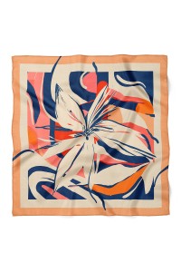 Modern Sanatsal Çiçek Desen Fular Bandana 70x70 Cm