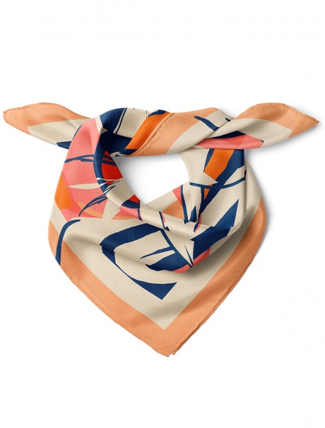 Modern Sanatsal Çiçek Desen Fular Bandana 70x70 Cm