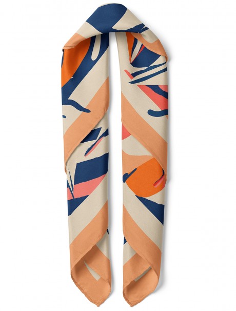 Modern Sanatsal Çiçek Desen Fular Bandana 70x70 Cm