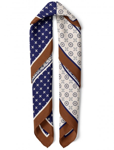 Çiçek ve Geometrik Desen Fular Bandana 70x70 Cm