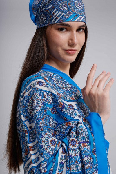 Mavi Çark Desen Fular