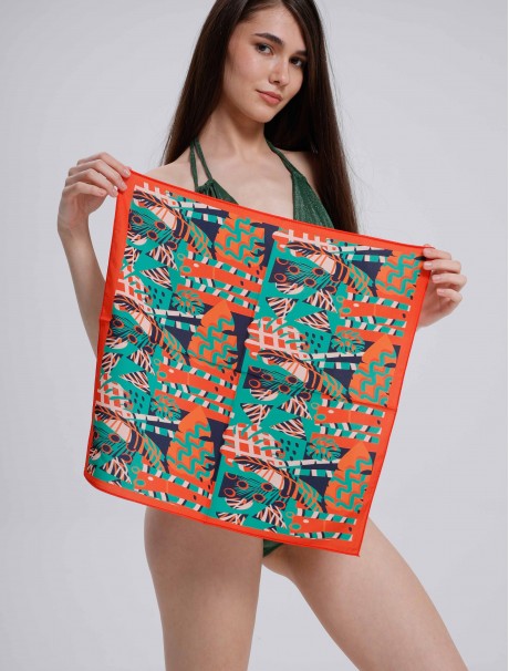Palmiye Ağaç ve Sembol Desen Fular Bandana