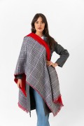 Çift Taraflı Ekoseli Yün Dokulu Atkı Şal