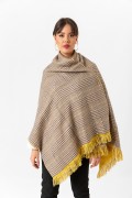 Çift Taraflı Ekoseli Yün Dokulu Atkı Şal