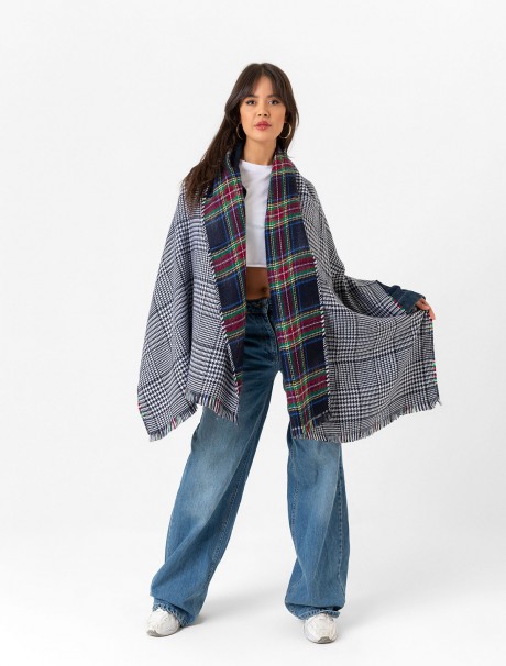 Çift Taraflı İskoç Ekose Desenli Şal