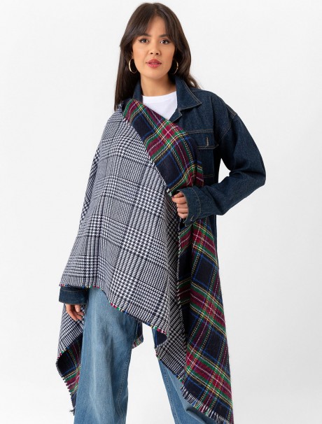 Çift Taraflı İskoç Ekose Desenli Şal