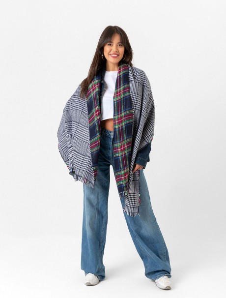 Çift Taraflı İskoç Ekose Desenli Şal