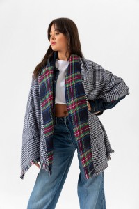 Çift Taraflı İskoç Ekose Desenli Şal