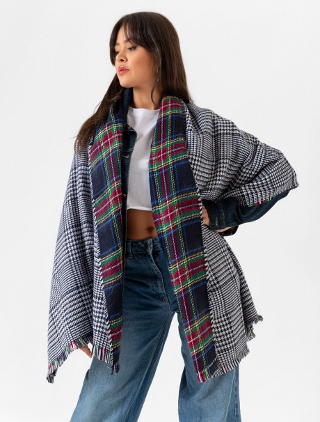 Çift Taraflı İskoç Ekose Desenli Şal