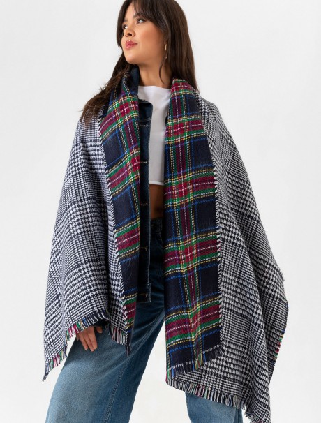 Çift Taraflı İskoç Ekose Desenli Şal