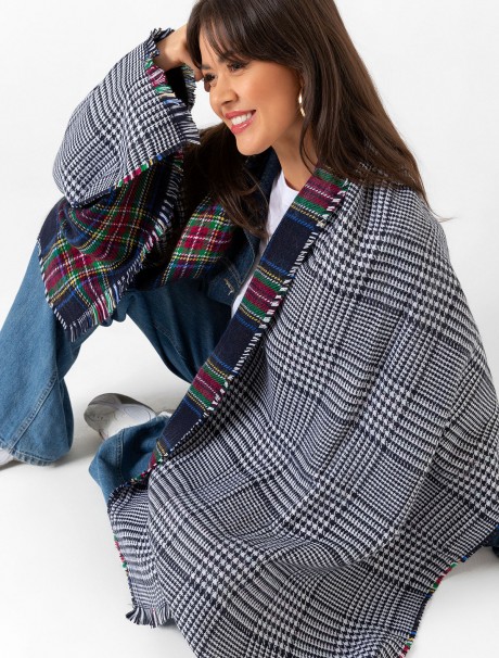 Çift Taraflı İskoç Ekose Desenli Şal