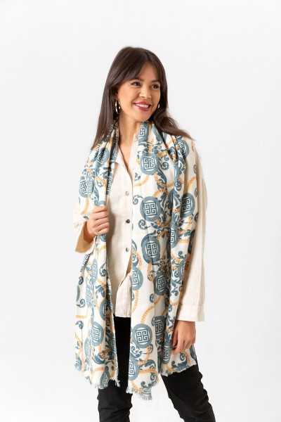 Desenli Akrilik Yün Şal 70 x 200 Cm