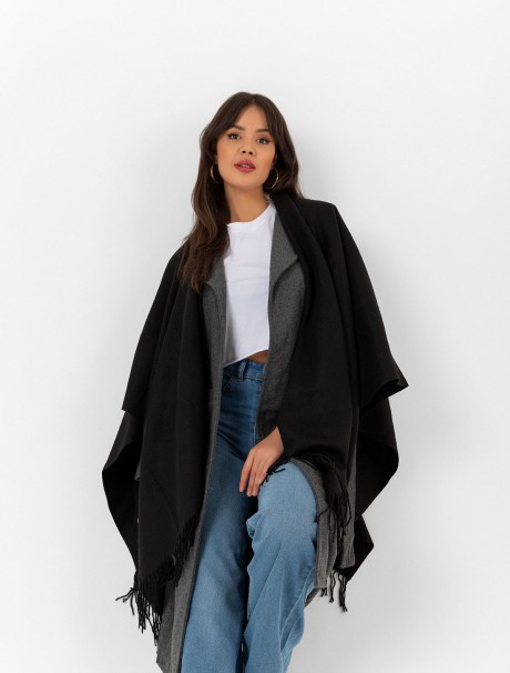 Çift Taraflı Omuz Şal Panço