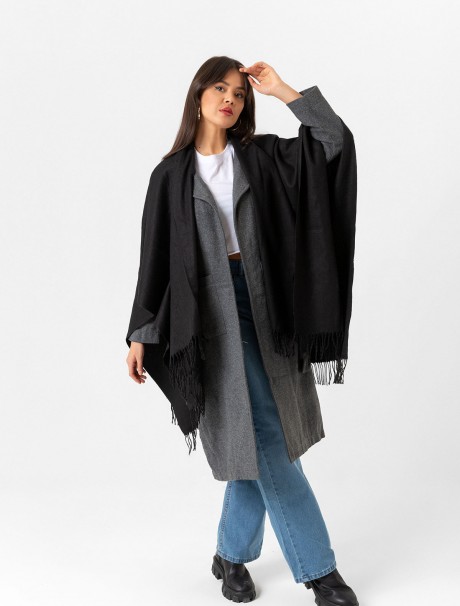 Çift Taraflı Omuz Şal Panço