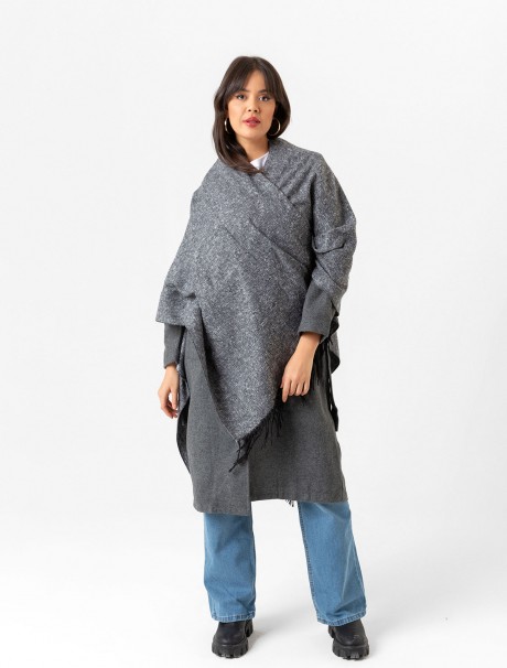 Çift Taraflı Omuz Şal Panço