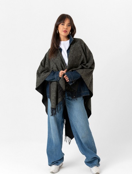 Çift Taraflı Omuz Şal Panço