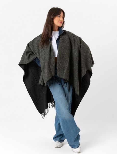 Çift Taraflı Omuz Şal Panço