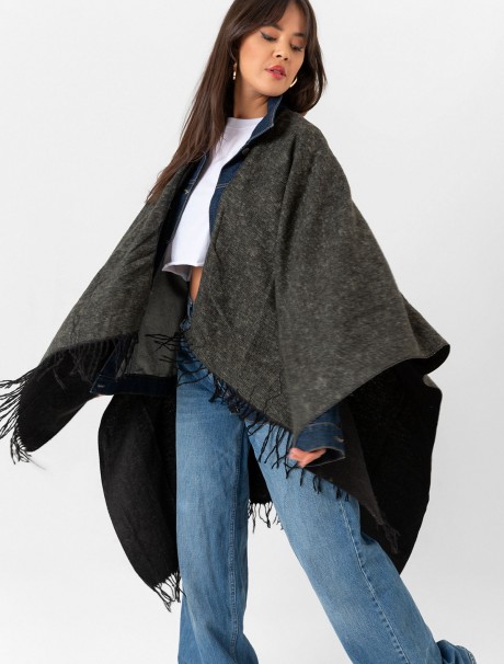 Çift Taraflı Omuz Şal Panço