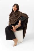 Çift Taraflı Omuz Şal Panço Karışık Desen