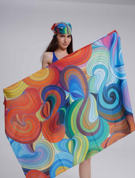Renkli Ebruli Desen Pareo İç Göstermez 95x145