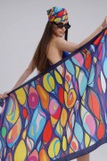 Renkli Taş Desen Pareo İç Göstermez 95x145